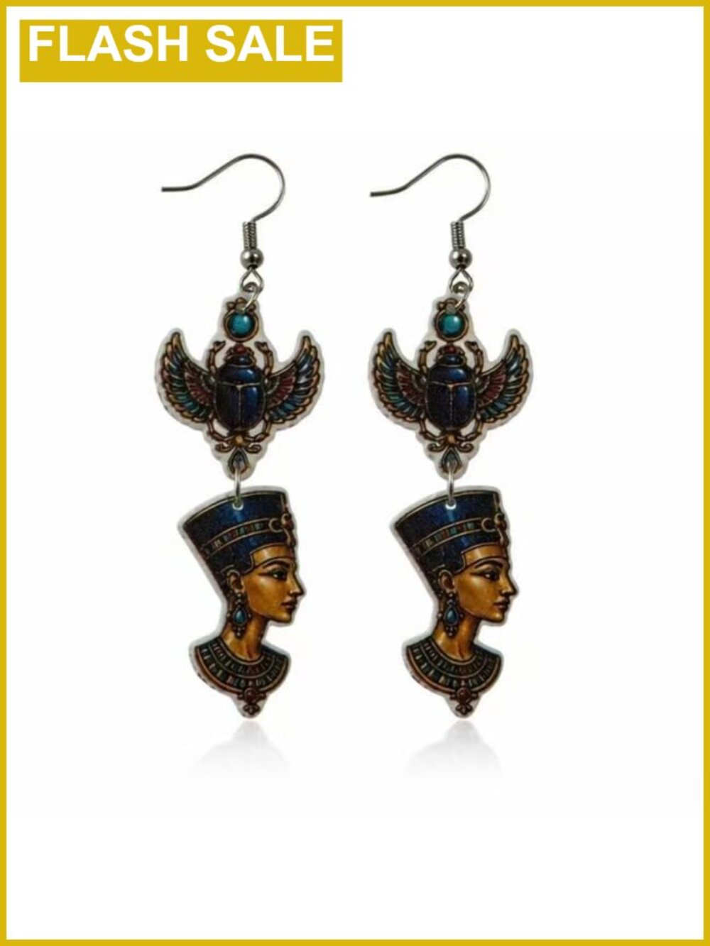 Egyptian Queen Drop Dangle Earrings Costume Jewelry Acrylic Lightweight Gift